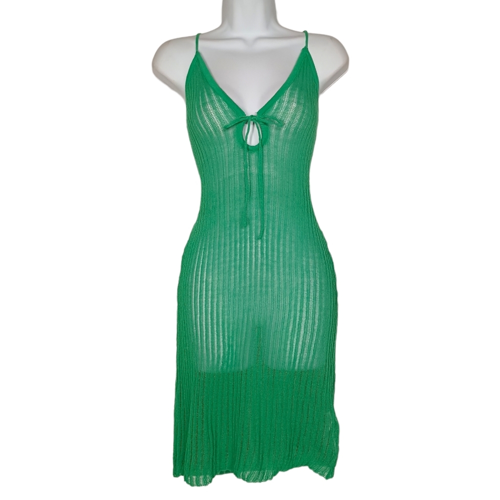 PRETTYLITTLETHING Plus Green Knit Sleeveless Mini Coverup Dress XXL NWT